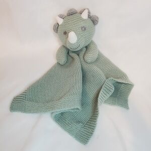 Modern Baby Green Dinosaur Snuggle Security Blanket‎ Blankie Lovey Knit 14x14